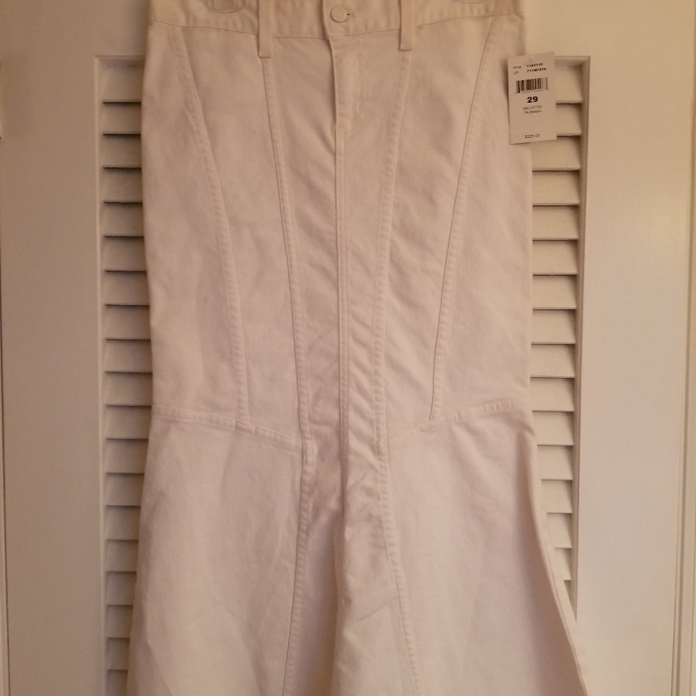 White denim long skirt